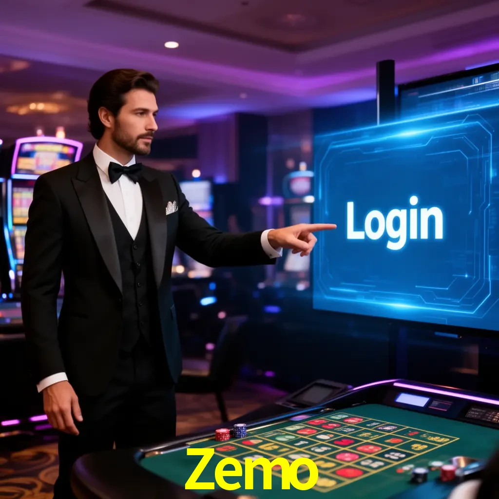 Zemo Login - OTP, cuenta y soporte Pantalla Zemo Login con OTP, contraseña, cuenta segura y soporte móvil